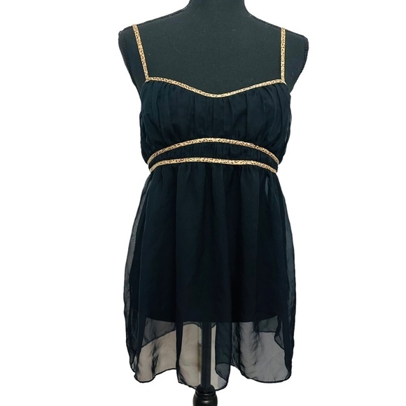 Victoria’s Secret Babydoll Dress Sheer Black Leopard Print Coquette Size Large - Picture 1 of 5